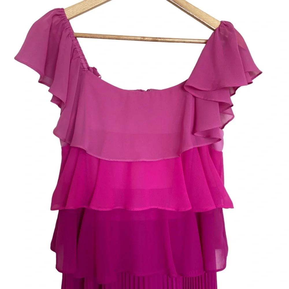 JULIA JORDAN TIERED RUFFLED MIDI DRESS
